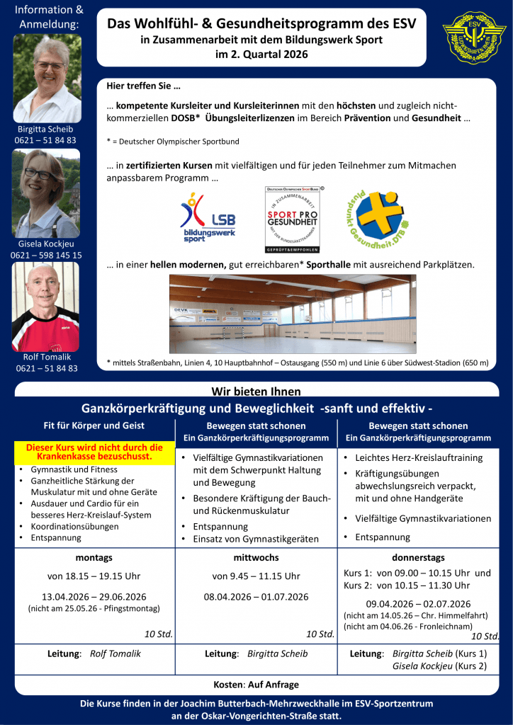 Gesundheitskurse 2. Quartal 2026